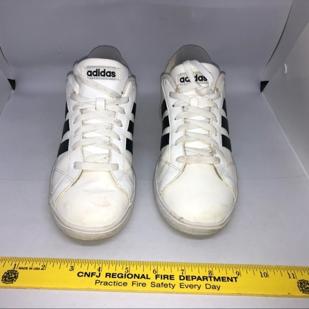 Adidas Neo‎ Baseline White w/Black Stripes Sneakers Women's 7.5